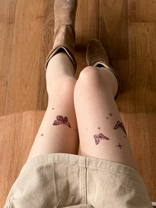 Mesh Fly Butterfly Tattoo Pantyhose