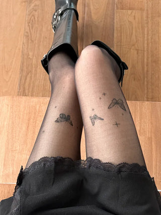 Mesh Fly Butterfly Tattoo Pantyhose