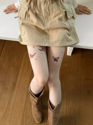 Mesh Fly Butterfly Tattoo Pantyhose