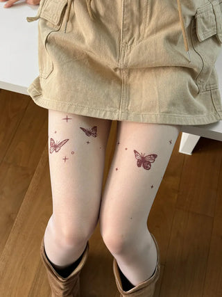 Mesh Fly Butterfly Tattoo Pantyhose