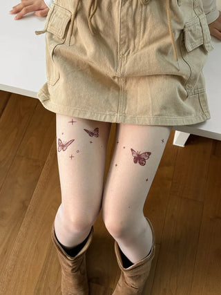 Mesh Fly Butterfly Tattoo Pantyhose