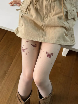 Mesh Fly Butterfly Tattoo Pantyhose
