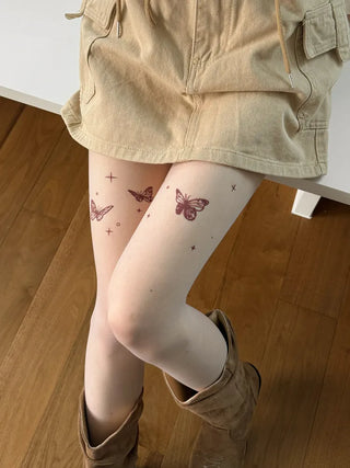 Mesh Fly Butterfly Tattoo Pantyhose