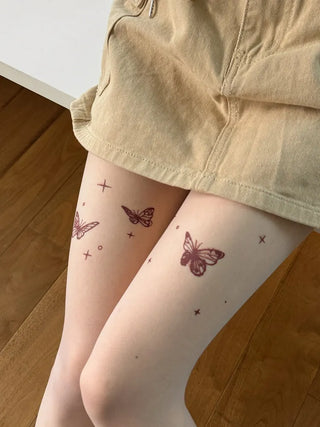 Mesh Fly Butterfly Tattoo Pantyhose