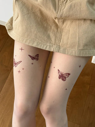Mesh Fly Butterfly Tattoo Pantyhose