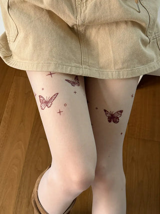 Mesh Fly Butterfly Tattoo Pantyhose