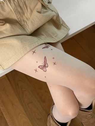 Mesh Fly Butterfly Tattoo Pantyhose