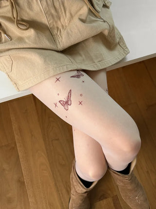 Mesh Fly Butterfly Tattoo Pantyhose