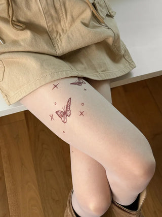 Mesh Fly Butterfly Tattoo Pantyhose