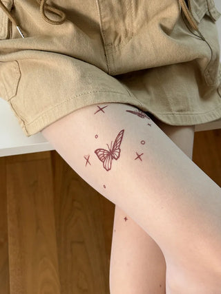 Mesh Fly Butterfly Tattoo Pantyhose