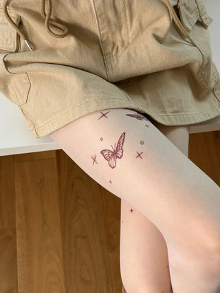 Mesh Fly Butterfly Tattoo Pantyhose