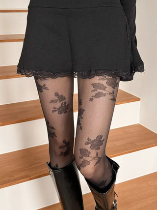 Easy Rose Pattern Mesh Pantyhose