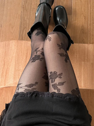Easy Rose Pattern Mesh Pantyhose