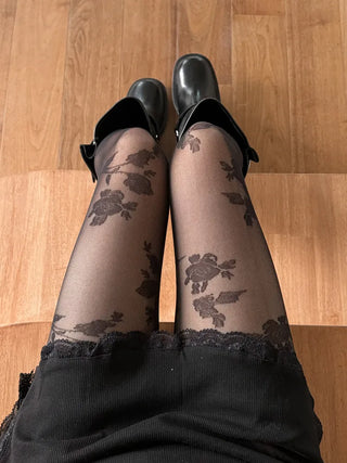 Easy Rose Pattern Mesh Pantyhose
