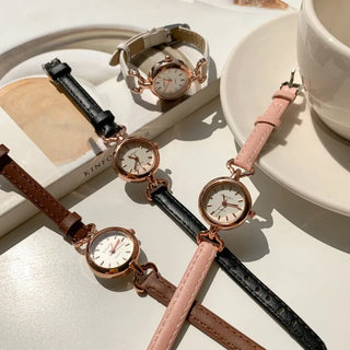 Mini Circle Leather Women's Leather Wristwatch