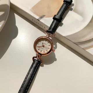 Mini Circle Leather Women's Leather Wristwatch