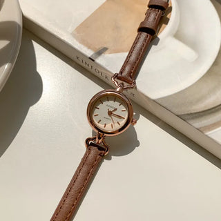 Mini Circle Leather Women's Leather Wristwatch