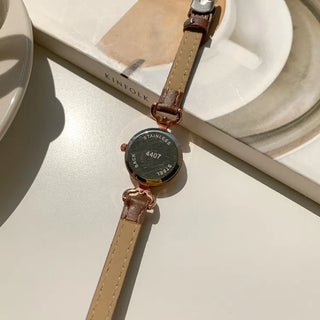 Mini Circle Leather Women's Leather Wristwatch