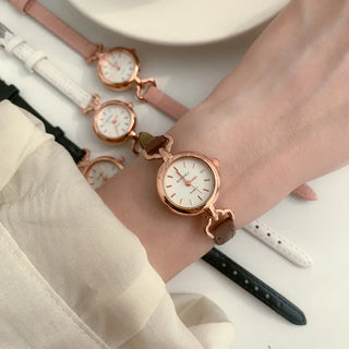 Mini Circle Leather Women's Leather Wristwatch