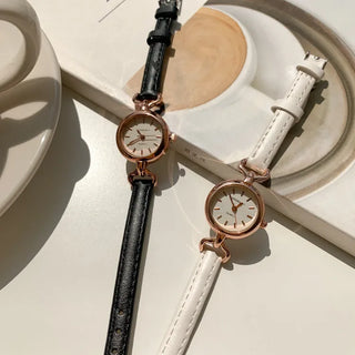Mini Circle Leather Women's Leather Wristwatch
