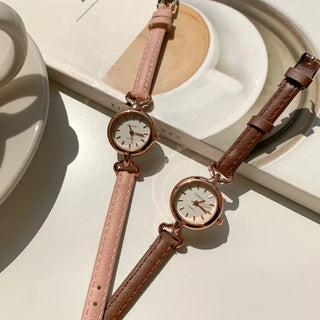 Mini Circle Leather Women's Leather Wristwatch