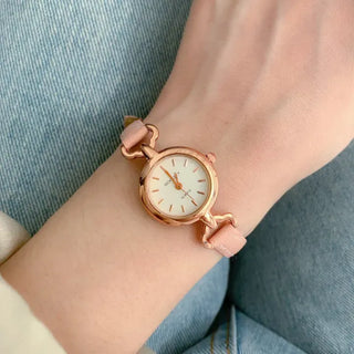 Mini Circle Leather Women's Leather Wristwatch