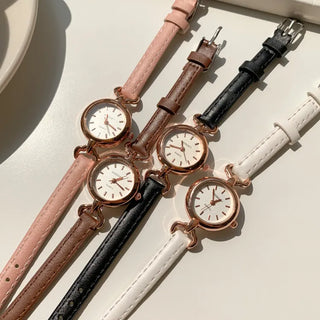 Mini Circle Leather Women's Leather Wristwatch