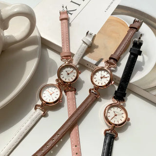Mini Circle Leather Women's Leather Wristwatch