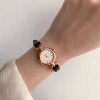 Mini Circle Leather Women's Leather Wristwatch
