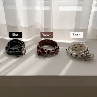 Metal Half Dot Stud Leather Belt