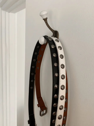 Metal Half Dot Stud Leather Belt