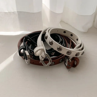 Metal Half Dot Stud Leather Belt