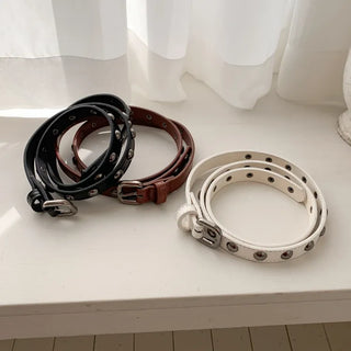 Metal Half Dot Stud Leather Belt
