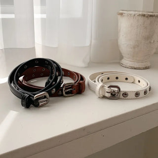 Metal Half Dot Stud Leather Belt