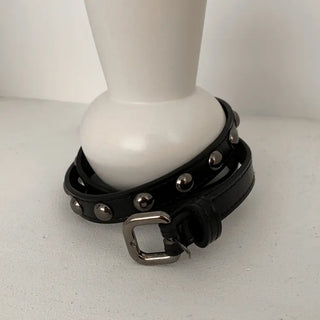 Metal Half Dot Stud Leather Belt