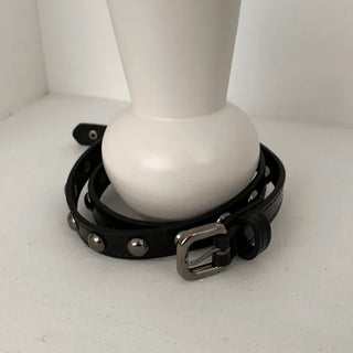 Metal Half Dot Stud Leather Belt
