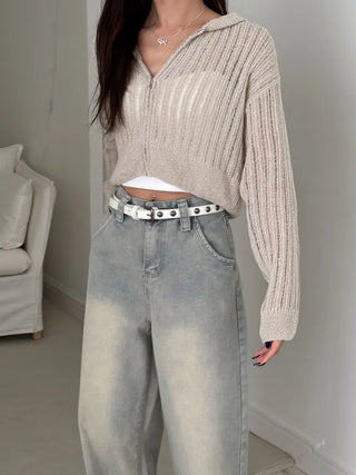 Metal Half Dot Stud Leather Belt