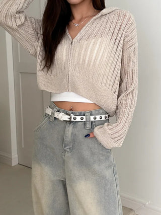 Metal Half Dot Stud Leather Belt