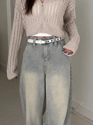 Metal Half Dot Stud Leather Belt