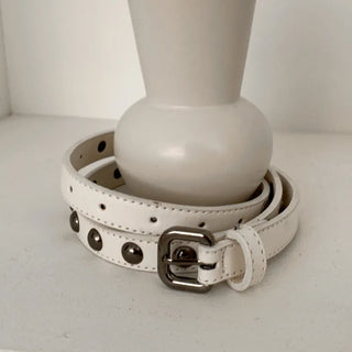Metal Half Dot Stud Leather Belt