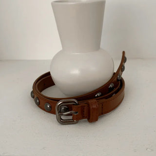 Metal Half Dot Stud Leather Belt