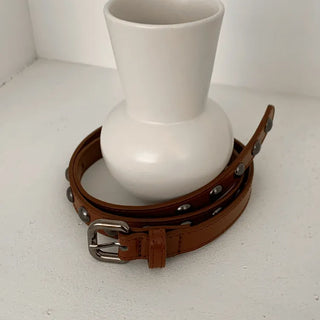 Metal Half Dot Stud Leather Belt
