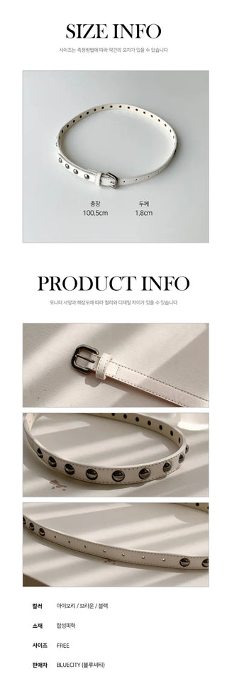 Metal Half Dot Stud Leather Belt