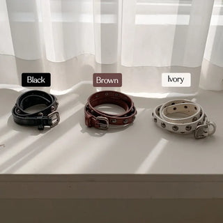 Metal Half Dot Stud Leather Belt