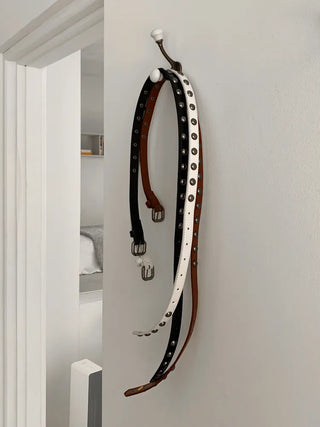 Metal Half Dot Stud Leather Belt
