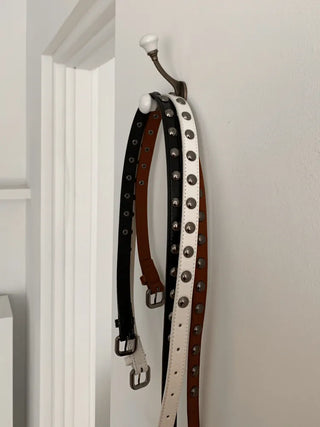 Metal Half Dot Stud Leather Belt