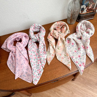 Watercolor Flower Pattern Hair Bandana Scarf