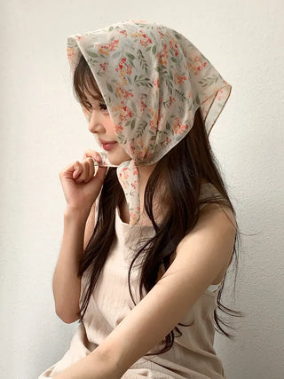 Watercolor Flower Pattern Hair Bandana Scarf