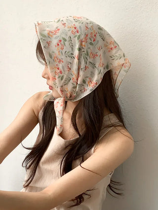 Watercolor Flower Pattern Hair Bandana Scarf