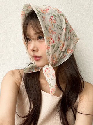 Watercolor Flower Pattern Hair Bandana Scarf